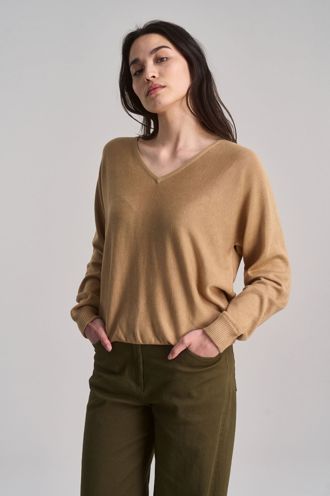 Clover Cotton Tencel Jumper Camel