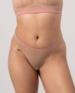 Mesh Thong Sand/Candy Pink