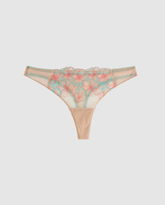 Mesh Thong Beige/Coral/Turquoise