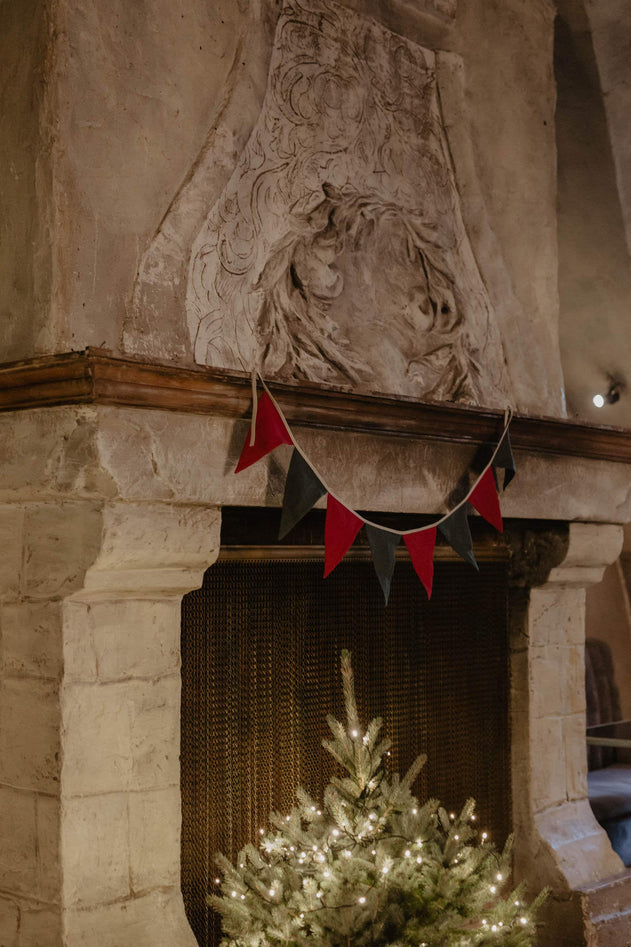Linen Bunting Christmas Green/Red