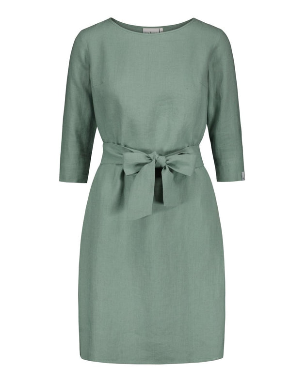 Classic Linen Dress Desert Sage Green - IVALO.COM