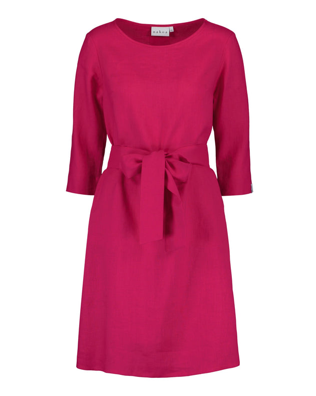 Classic Linen Dress Pink Peacock