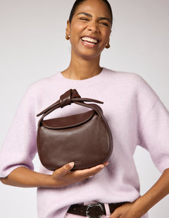 Coco Croissant Bag Soft Grain Leather Chocolate Brown