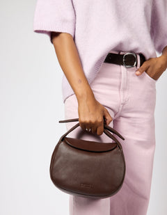 Coco Croissant Bag Soft Grain Leather Chocolate Brown