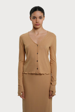 Olive Cardigan Camel Brown - IVALO.COM