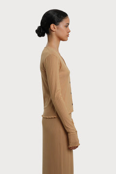 Olive Cardigan Camel Brown - IVALO.COM