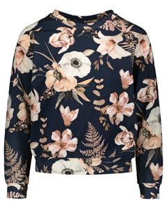 Casual Chic Print Shirt Midnight Lily Blue - IVALO.COM