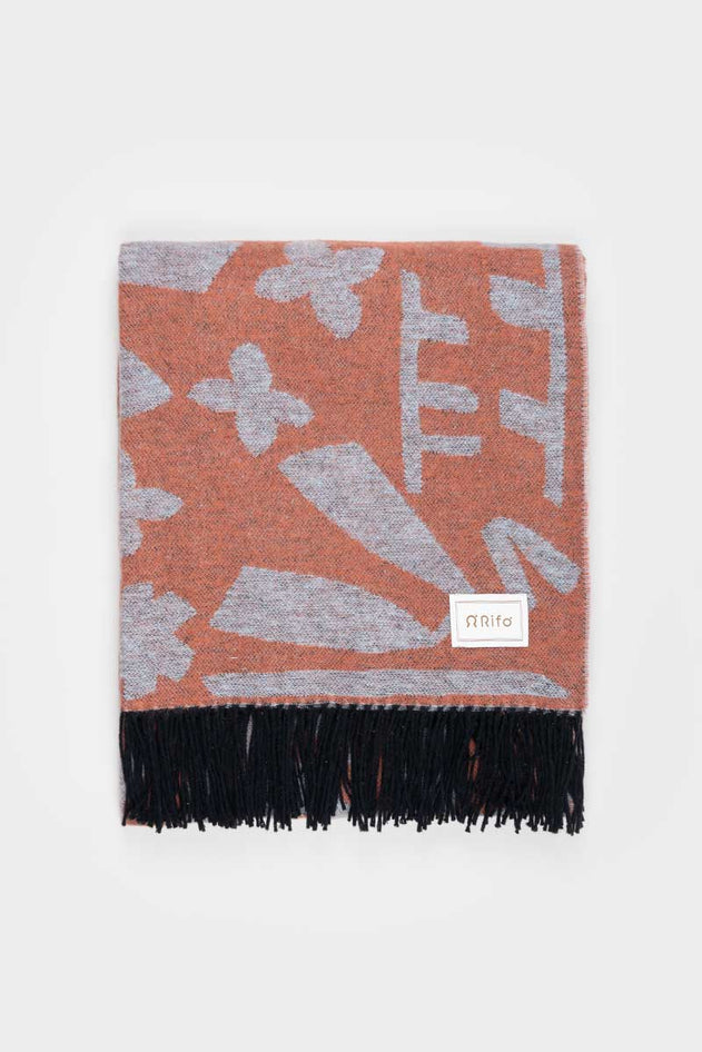 Cody Recycled Cotton Blanket Orange-Grey