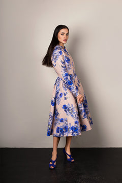 Fit and Flare Raincoat with Pleated Hem Cornflower Blue