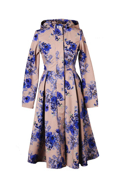 Fit and Flare Raincoat with Pleated Hem Cornflower Blue