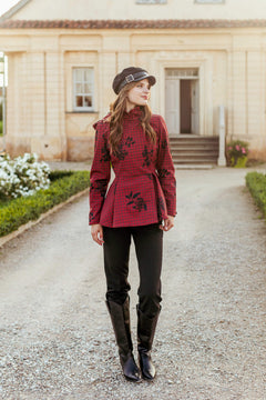 Double Breasted Jacket with Detachable Hood Crimson Heart Red