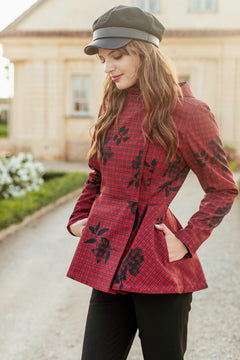 Double Breasted Jacket with Detachable Hood Crimson Heart Red