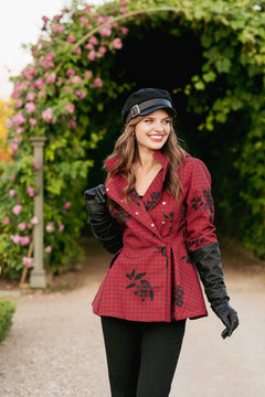 Double Breasted Jacket with Detachable Hood Crimson Heart Red