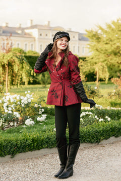 Double Breasted Jacket with Detachable Hood Crimson Heart Red