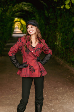 Double Breasted Jacket with Detachable Hood Crimson Heart Red