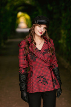 Double Breasted Jacket with Detachable Hood Crimson Heart Red