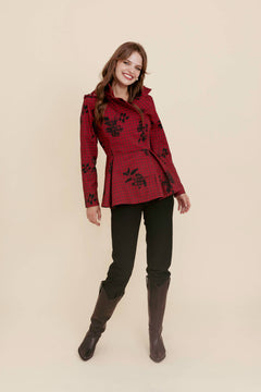 Double Breasted Jacket with Detachable Hood Crimson Heart Red