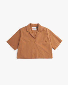 Cropped Bowling Shirt Caramel Brown