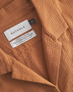 Cropped Bowling Shirt Caramel Brown