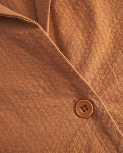 Cropped Bowling Shirt Caramel Brown
