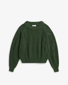 Cropped Knit Sweater Wool-Blend Green