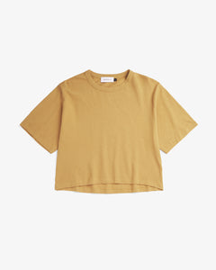 Cropped Waffle T-Shirt Mustard Yellow
