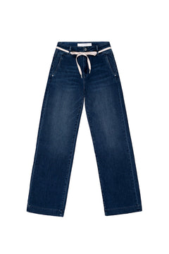 Dew Flared Soft Jeans French Pocket Dark Blue