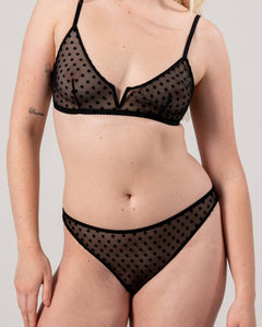 Mesh Bikini Briefs Black Dots