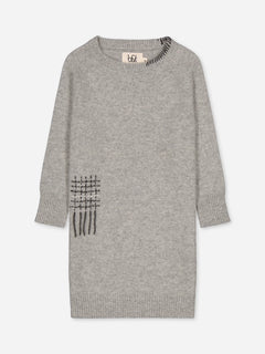 Kids' Cashmere Sweater Dress Embroidered Grey