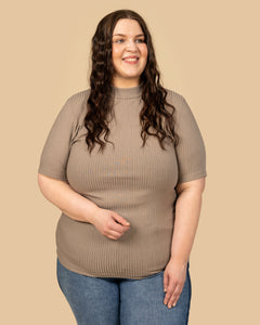 Ribbed T-Shirt Beige