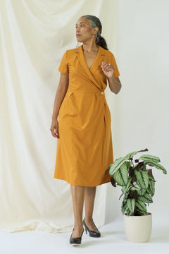 Isabel Wrap Dress Short Sleeves Yellow