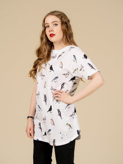 Birds Long T-Shirt White