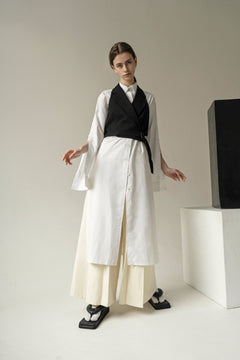 White Sleeves Button Tunic Shirt