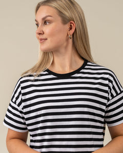 Muisto T-Shirt Dress Black/White Stripe