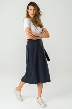 Azurite Midi Wrap Skirt Navy Blue