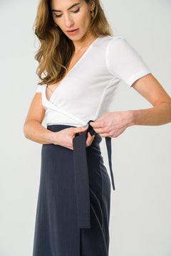 Azurite Midi Wrap Skirt Navy Blue