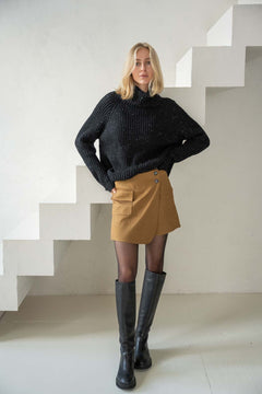 Recycled Wool Turtleneck Sweater Black