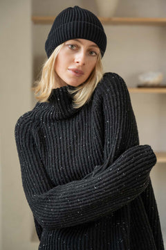 Recycled Wool Turtleneck Sweater Black