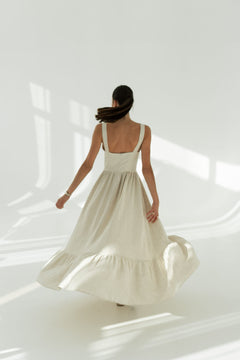 Meg Ruffle Strap Dress Beige