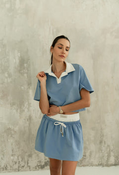Goia Cotton Skirt Blue