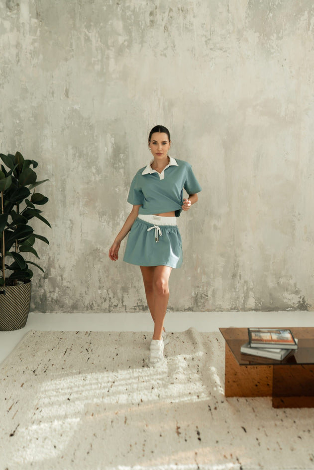 Goia Cotton Crop Blouse Sage