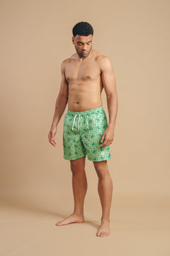 Men's Tiles Swim Shorts Aqua Green
