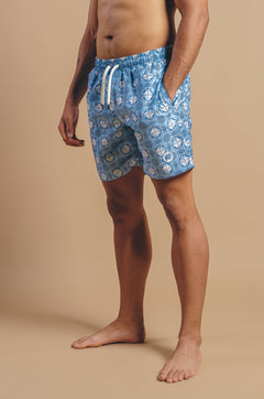 Men's Tiles Swim Shorts Light Blue