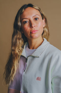 Women's Oversized Color Block Half Zip Sweater Lavender