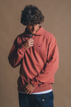 Men's Sauce Pigment Quarter Zip Sweater Burning Sky