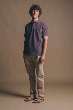 Alcalali Pigment Dyed Polo Shirt Sunset Purple