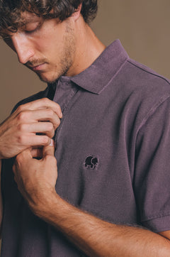 Alcalali Pigment Dyed Polo Shirt Sunset Purple