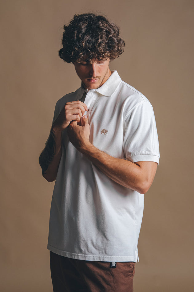Alcalali Pigment Dyed Polo Shirt Almond Milk