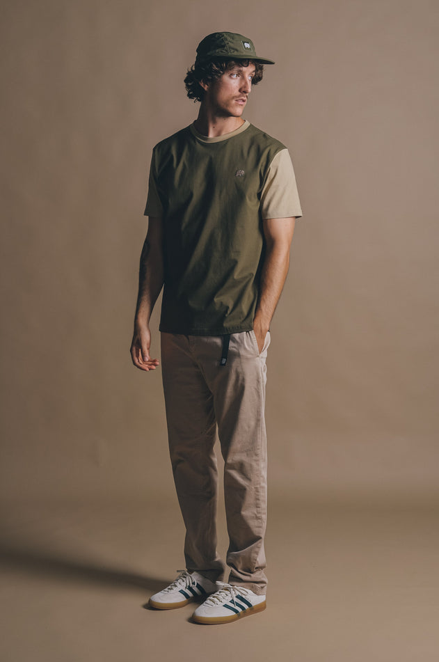 Color Block T-Shirt Dark Olive/Incense