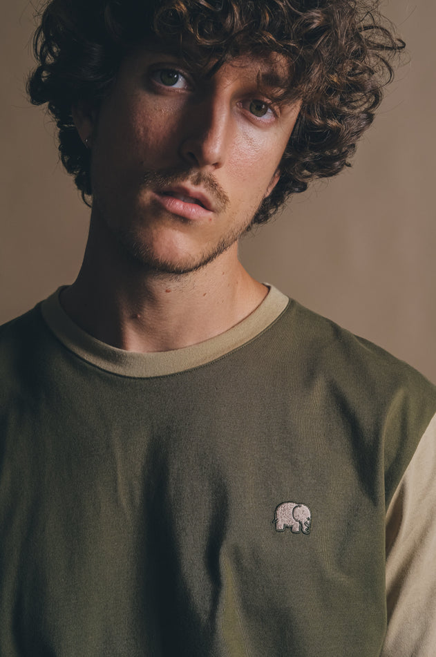 Color Block T-Shirt Dark Olive/Incense